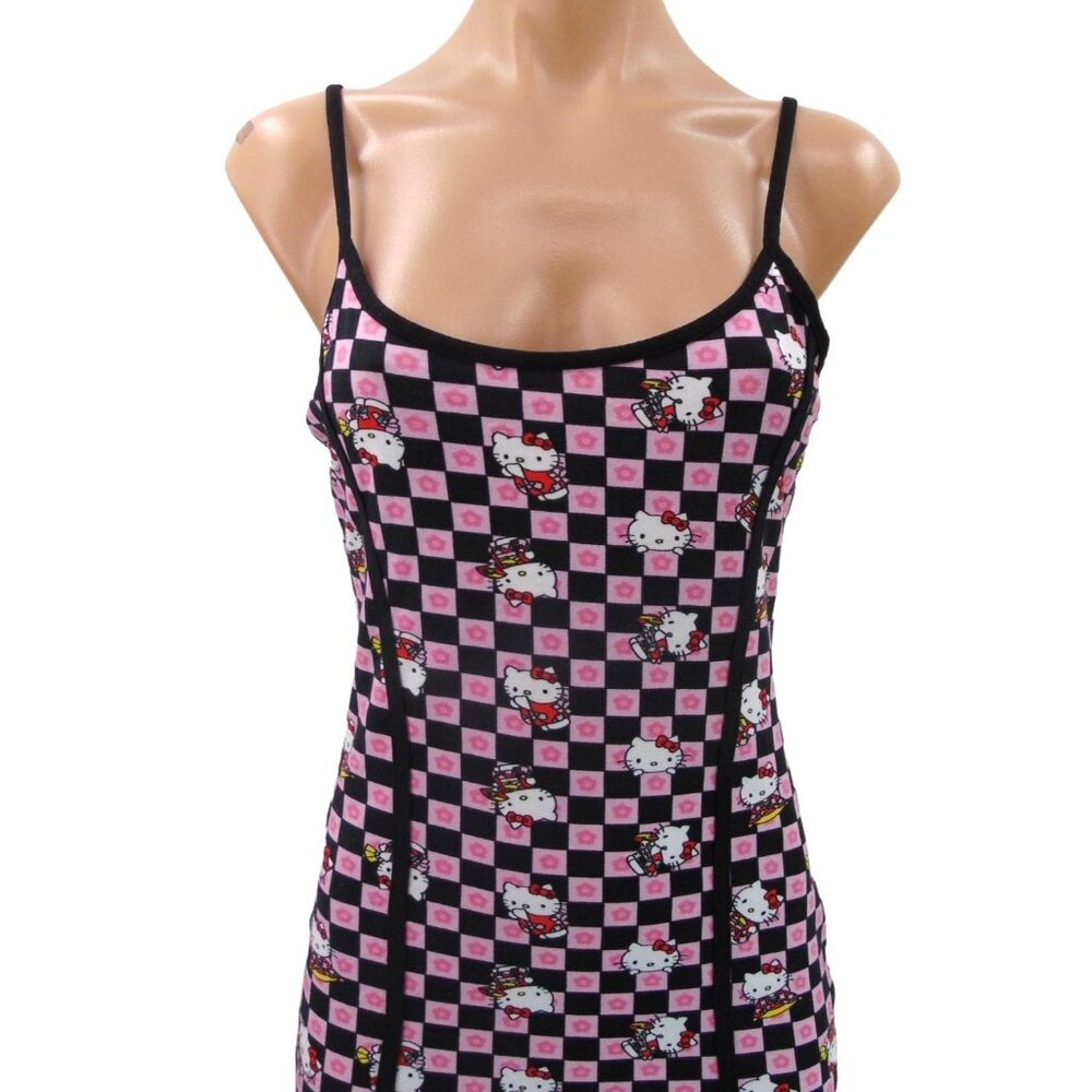 NGOrder x Sanrio Hello Kitty Fitted Slip Dress  US 6 Pink Black Checker Camisole - Picture 2 of 10